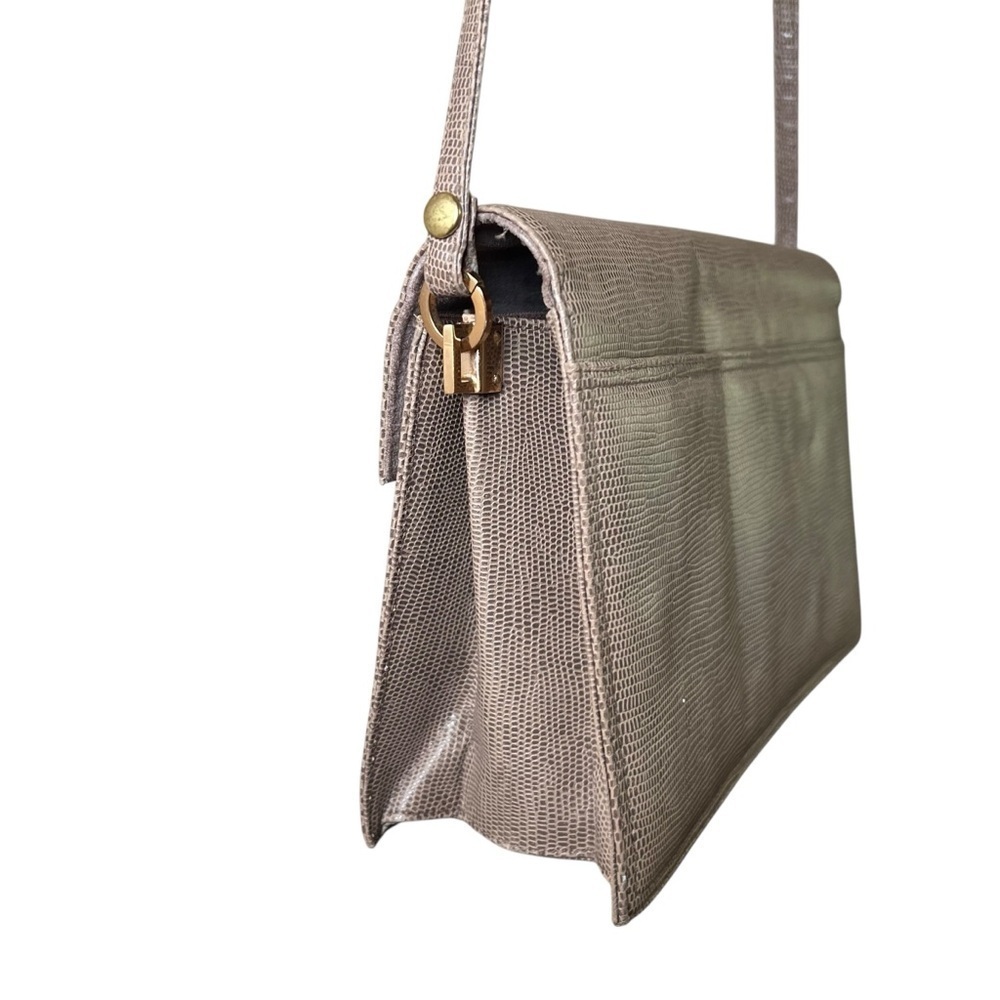 VTG 70s Jay Herbert New York Beige Reptile Lizard Leather Shoulder Bag Purse - Picture 8 of 16